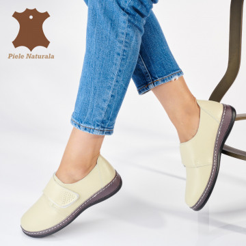 Pantofi Dama Piele Naturala Mirna Bej- Need 4 Shoes