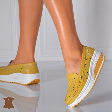Pantofi Dama Piele Naturala Zena 3 Galbeni- Need 4 Shoes - Need 4 Shoes
