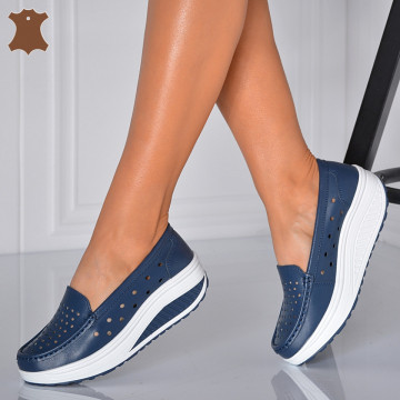 Pantofi Dama Piele Naturala Zena 3 Navy- Need 4 Shoes - Need 4 Shoes