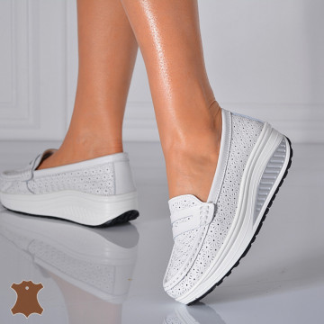 Pantofi Dama Piele Naturala Zena 7  Albi- Need 4 Shoes 