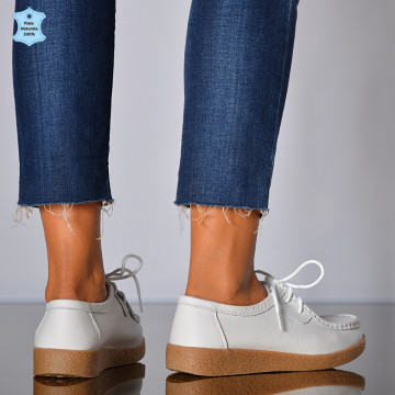 Pantofi Dama Piele Naturala Zora 3 Albi- Need 4 Shoes