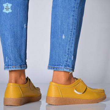 Pantofi Dama Piele Naturala Zora 4 Galbeni- Need 4 Shoes