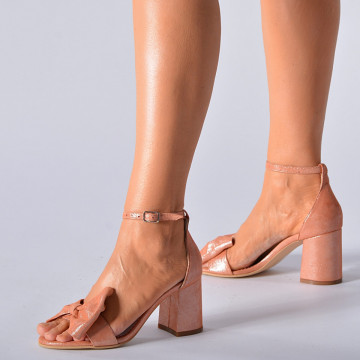 Sandale cu toc Piele Naturala Diva Somon- Need 4 Shoes