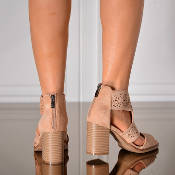 Sandale Dama Cu Toc Lara Nude- Need 4 Shoes