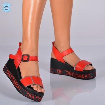 Sandale Dama Piele Naturala Gabriela Rosii- Need 4 Shoes