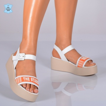 Sandale Dama Piele Naturala Poppy Orange- Need 4 Shoes