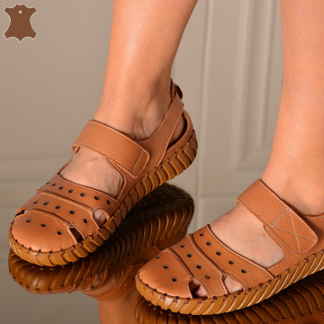 Sandale Dama Piele Naturala Uliana Camel- Need 4 Shoes