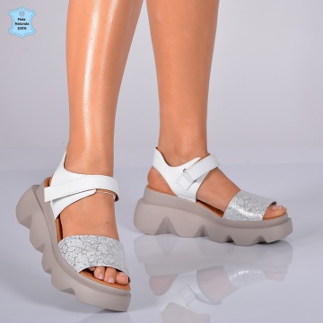 Sandale Piele Naturala Riva 2 Argintii- Need 4 Shoes