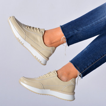 Adidasi Dama Piele Naturala Alexandra Bej- Need 4 Shoes