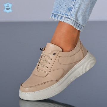 Adidasi Dama Piele Naturala Anzia Bej- Need 4 Shoes