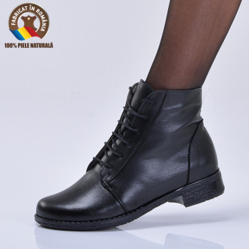 Ghete Dama Piele Naturala Aura Negre - Need 4 Shoes