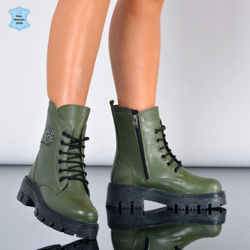 Ghete Dama Piele Naturala Deea 2 Olive- Need 4 Shoes