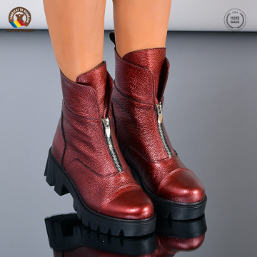 Ghete Dama Piele Naturala Floress Bordo - Need 4 Shoes