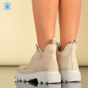 Ghete Dama Piele Naturala Mara Bej- Need 4 Shoes