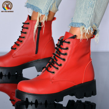 Ghete Dama Piele Naturala Maryn Rosii- Need 4 Shoes