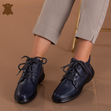 Ghete Dama Piele Naturala Naira Navy - Need 4 Shoes