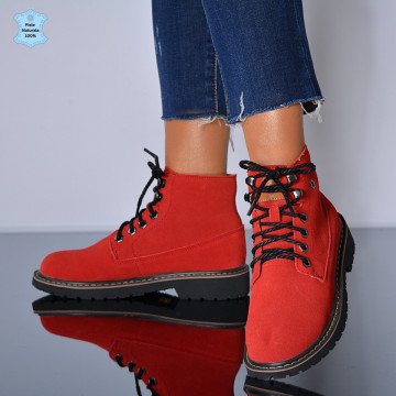 Ghete Dama Piele Naturala Zella Rosii- Need 4 Shoes