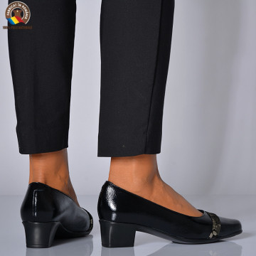 Pantofi Cu Toc Piele Naturala Atina Negri-Need 4 Shoes