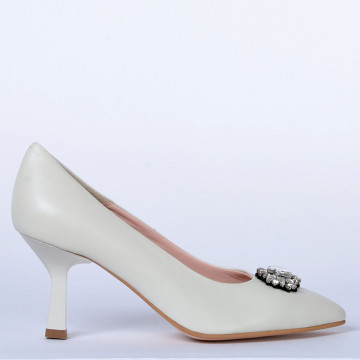 Pantofi Cu Toc Piele Naturala Bianca Bej- Need 4 Shoes