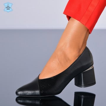 Pantofi Cu Toc Piele Naturala Divia Negri- Need 4 Shoes