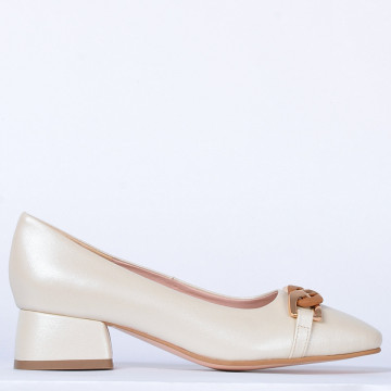 Pantofi Cu Toc Piele Naturala Esmer Bej- Need 4 Shoes
