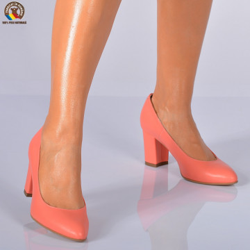 Pantofi cu toc Piele Naturala Haiti Somon- Need 4 Shoes
