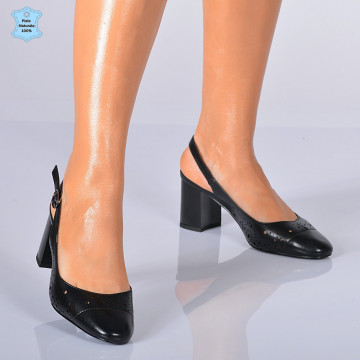 Pantofi cu toc Piele Naturala Jolyn Negri- Need 4 Shoes