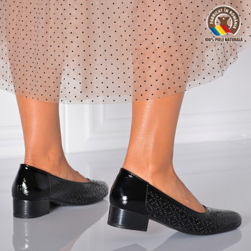 Pantofi Cu Toc Piele Naturala Minola Negri-Need 4 Shoes