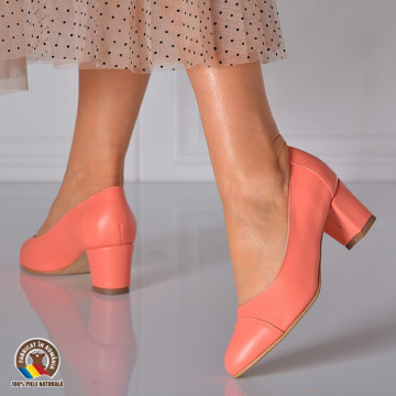 Pantofi Cu Toc Piele Naturala Mura 2 Somon- Need 4 Shoes