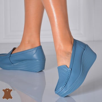 Pantofi Dama Piele Naturala Arien  Albastri- Need 4 Shoes