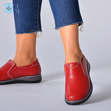 Pantofi Dama Piele Naturala Eclat Rosii- Need 4 Shoes