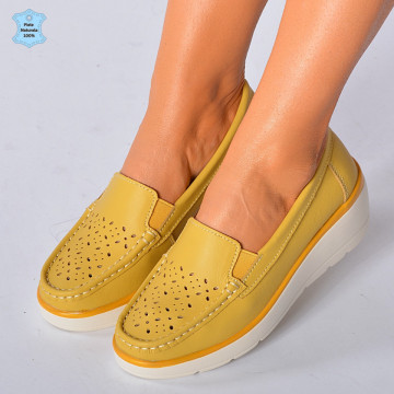 Pantofi Dama Piele Naturala Iuliana Galbeni- Need 4 Shoes