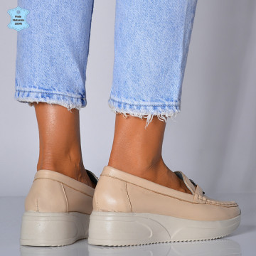 Pantofi Dama Piele Naturala Livia Bej- Need 4 Shoes