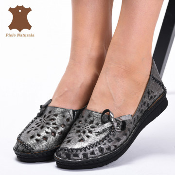 Pantofi Dama Piele Naturala Rony Argintii- Need 4 Shoes