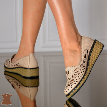 Pantofi Dama Piele Naturala Velika Bej- Need 4 Shoes