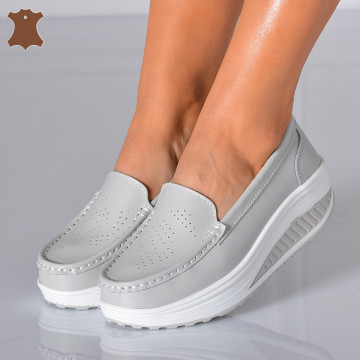 Pantofi Dama Piele Naturala Zena 2 Gri- Need 4 Shoes - Need 4 Shoes