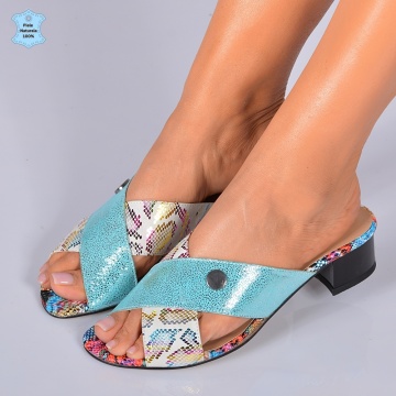 Papuci Dama Piele Naturala Anne 3 Turcoaz- Need 4 Shoes