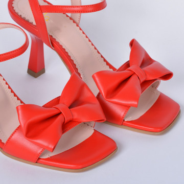 Sandale cu toc Piele Naturala Corina Rosii- Need 4 Shoes