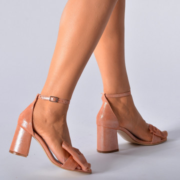 Sandale cu toc Piele Naturala Diva Somon- Need 4 Shoes