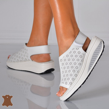 Sandale Dama Piele Naturala Amina Albe- Need 4 Shoes