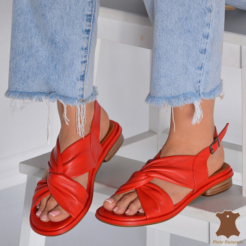 Sandale Dama Piele Naturala Caly Rosii- Need 4 Shoes