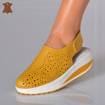 Sandale Dama Piele Naturala Elma Mustar- Need 4 Shoes