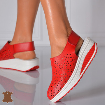 Sandale Dama Piele Naturala Elma Rosii- Need 4 Shoes
