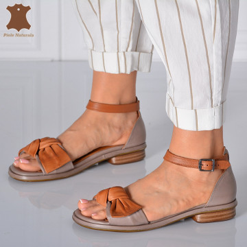 Sandale Dama Piele Naturala Eniko Gri- Need 4 Shoes