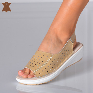 Sandale Dama Piele Naturala Lidy Bej- Need 4 Shoes