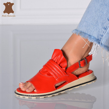 Sandale Dama Piele Naturala Rock Rosii- Need 4 Shoes