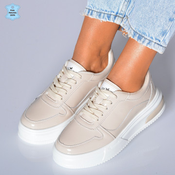 Adidasi Dama Piele Naturala Amelya Bej- Need 4 Shoes