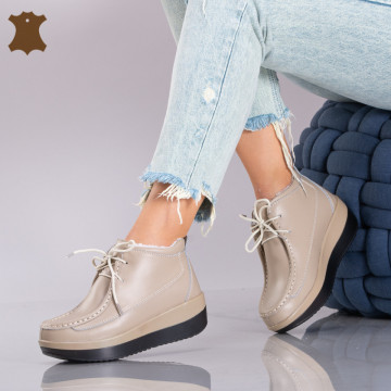 Ghete Dama Piele Naturala Tokyo Bej - Need 4 Shoes