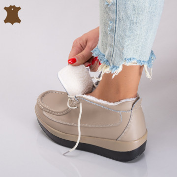 Ghete Dama Piele Naturala Tokyo Bej - Need 4 Shoes