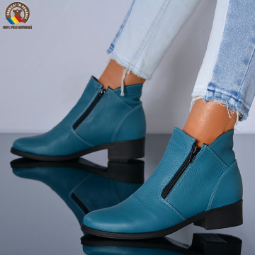 Ghete Dama Piele Naturala Bety Turcoaz - Need 4 Shoes